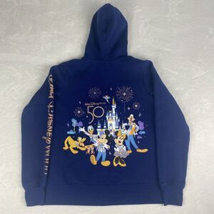 Disney 50th Anniversary Zip Up Sweater Womens Extra Small Blue Hoodie Sweatshirt